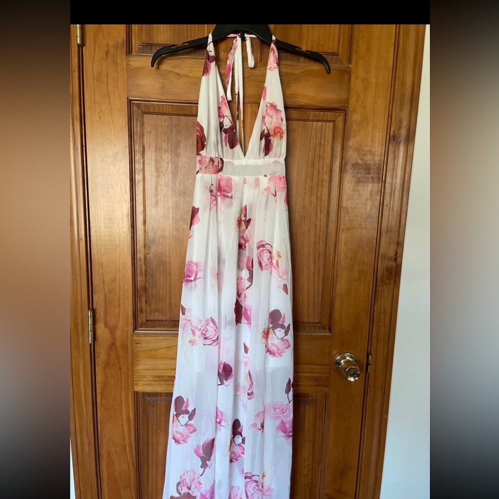 Floral V-Neck Chiffon Maxi Dress